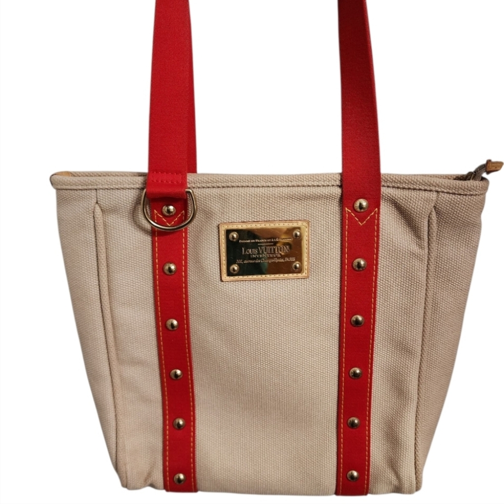Louis Vuitton Canvas Antigua Cabas MM Tote Bag & Luggage Tag